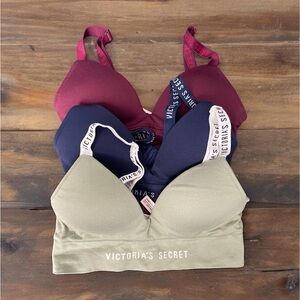 Victorias Secret T-Shirt Lined Wireless Bra Set Of Three Size XS